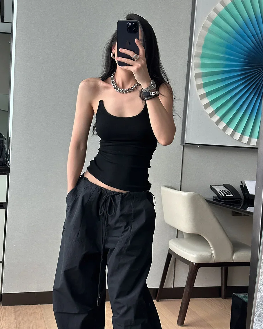 여성 Ypro Ribbed Invisible Strap 탱크탑 캐미스 티셔츠