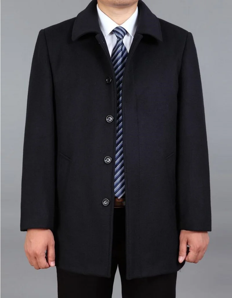 

New arrival men's wool coat medium-long male thickening large outerwear winter warm trench size M-4XL