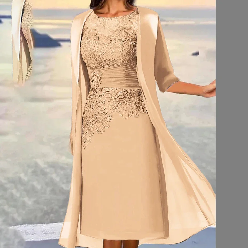 Custom Made Mother Of the Bride Dresses With Jacket Floral Embroidered Layered Ruched Beaded Elegant Mature