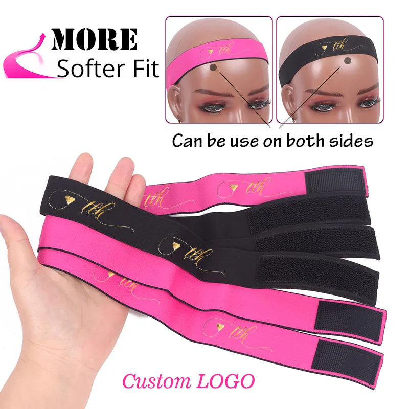 Personalization 3Cm Elastic Edge Laying Band For Hair Black Pink Double Color Melt Band Soft Custom Lace Bands To Lay Edges