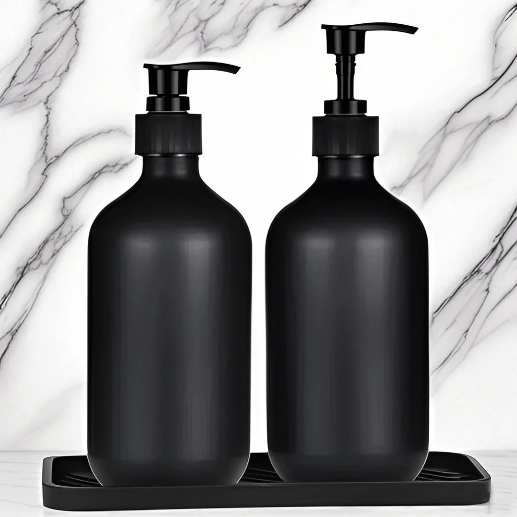 Matte Black 300/500ML Liquid Soap Dispenser Refillable Shampoo Conditioner Body Lotion Container for Bathroom Supplies Hotel