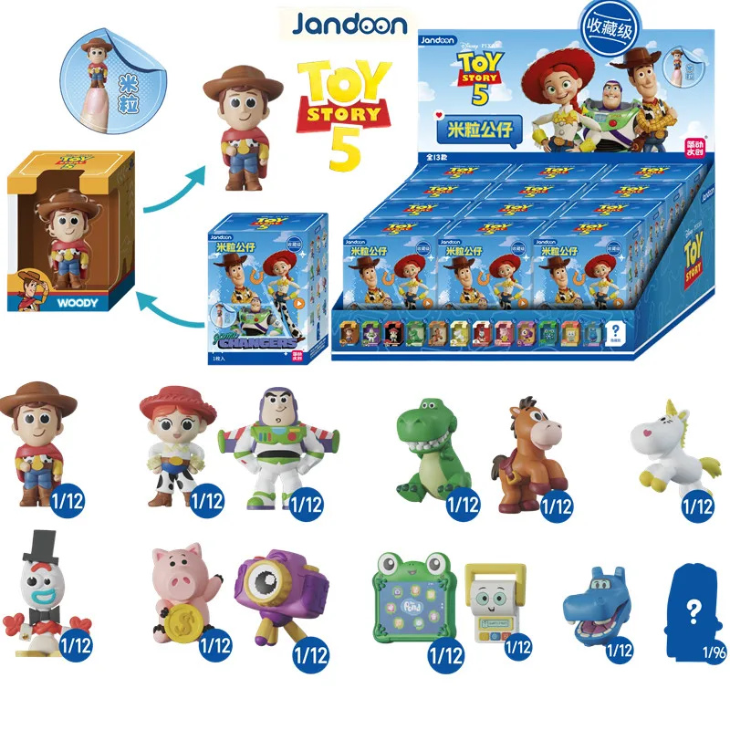 JANDOOM Toy Story 5‌ Woody Buzz Lightyear Jessie Rex Slinky Dog Hamm Action Figur Rice Grain Doll Toys Surprise Blind Box Gifts