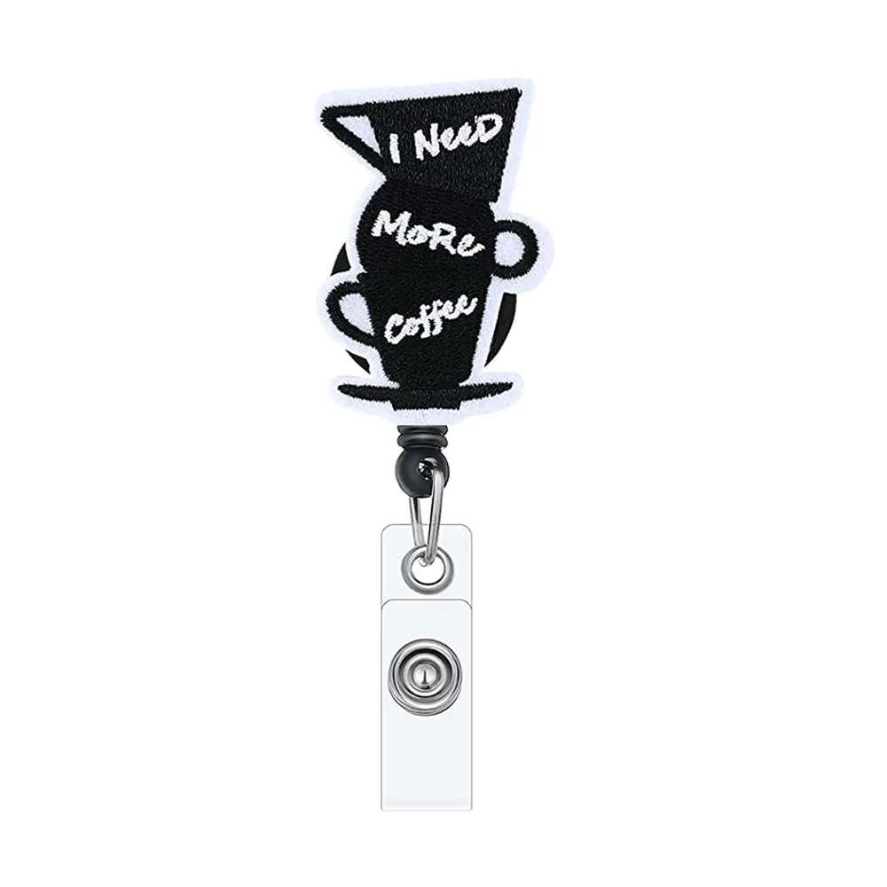 การ์ตูนปักแก้วกาแฟชุด Badge Key Chain Rotatable Telescopic Easy-To-ดึงนักเรียนทำงานคลิปคีย์โซ่