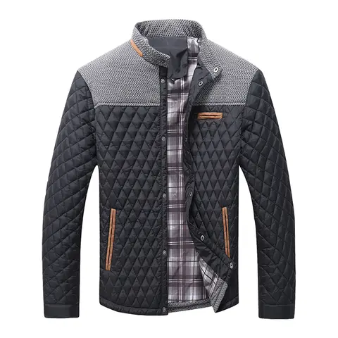 Men's Jackets Winter Warm Bomber Quilted Coat Lightweight Business Casual Button Down Clothing Waterproof Warm Jackets US Size