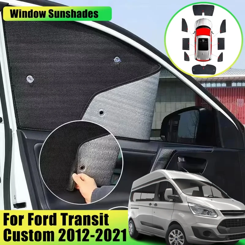 

Full Car Coverage Sunshade For Ford Transit Custom 2012~2021 Car Front Rear Side Sunscreen Window Sunshade Cover Accessories