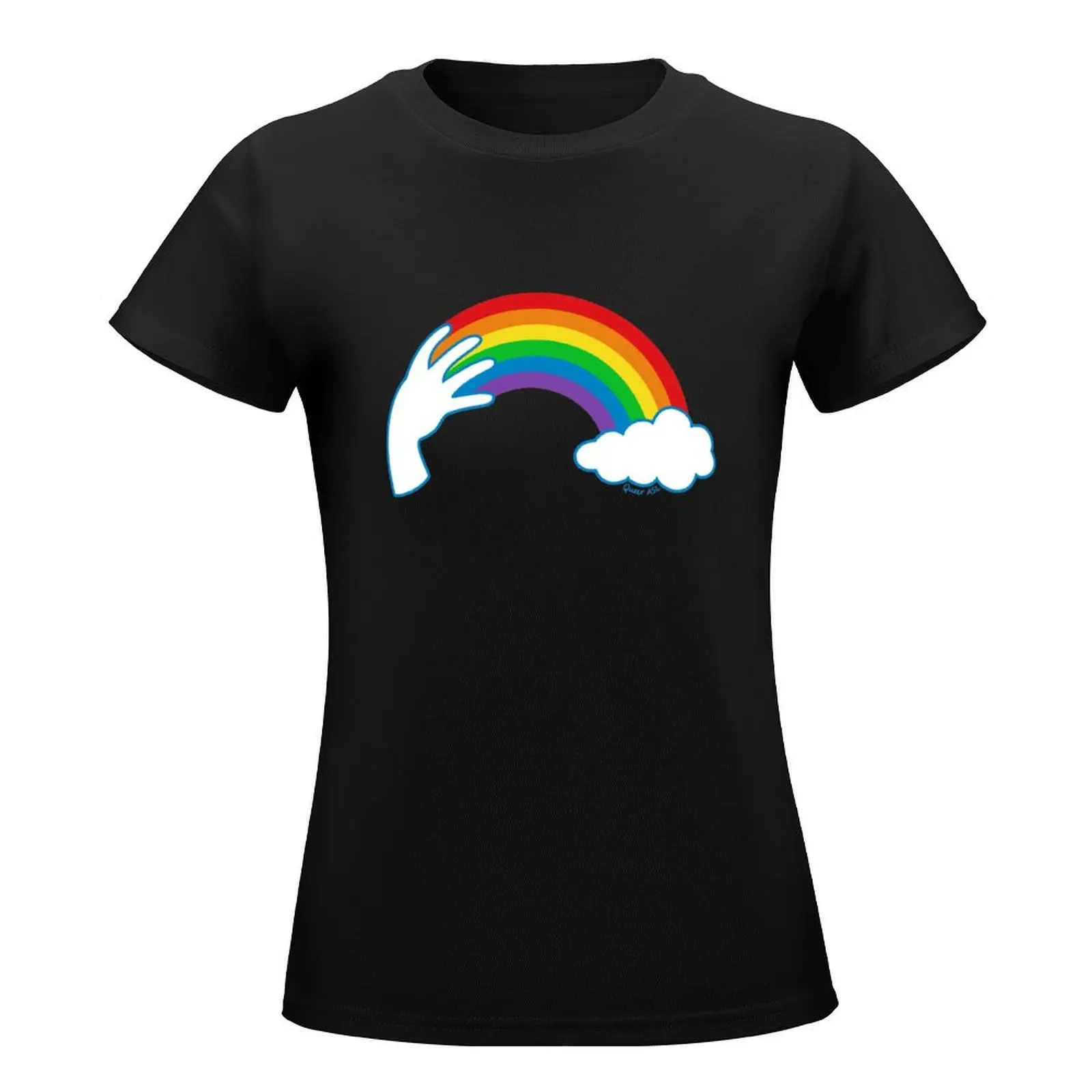 Queer ASL Rainbow - different shirt placements & options T-Shirt kawaii clothes cute tops funny t shirts for Women