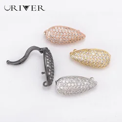 Drop-shaped Necklace Clasps with Paved Crystal Zircon Beads, Great for Bracelets and other Jewelry Making Accessories for Women