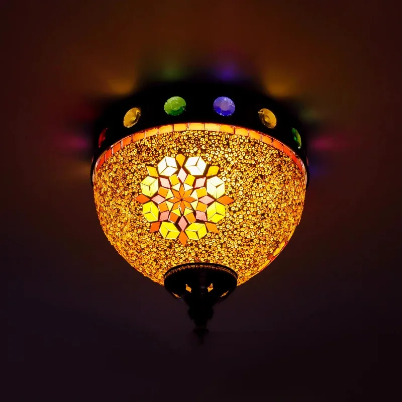 

Style Mosaic Bronze Light Emitting Diode with Crystal Bead Lace Dome, Ceiling Trim, Medium Size