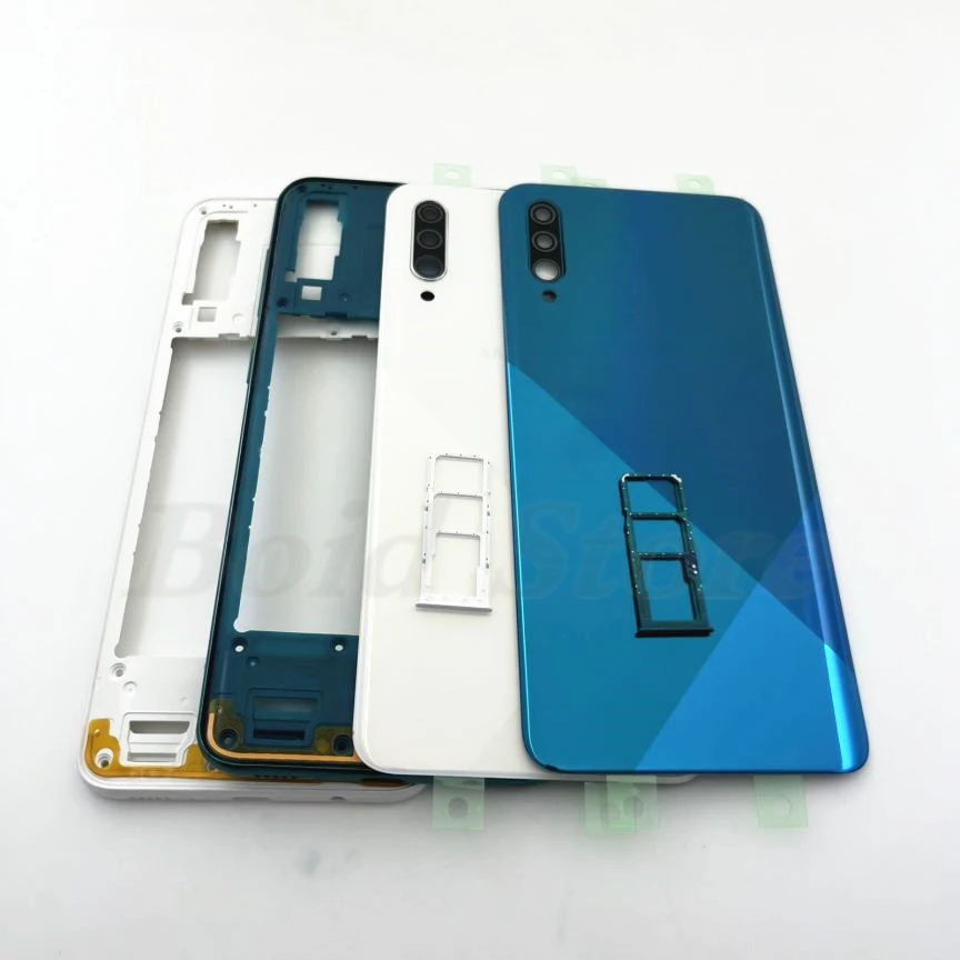 Battery Back Cover For Samsung Galaxy A30s A307 Housing Case Rear Door Middle Frame Camera Lens + Sim Slot Tray Repair Parts