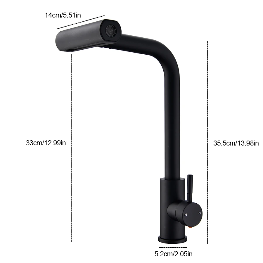 1 Set of Black Pull-Out Faucet with Four Water Modes: Bubbler/Waterfall/Rainfall/Power Wash, Suitable for Rvs and Home Kitchen Hot and Cold Water Faucets, Balcony No-Dead-Angle Cleaning, Extendable Sink Faucet