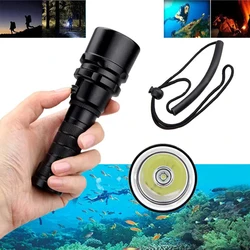 High Power Diving Flashlight IP68 Highest Waterproof Rating Professional Diving Light Powered by 18650 Battery With Hand Rope