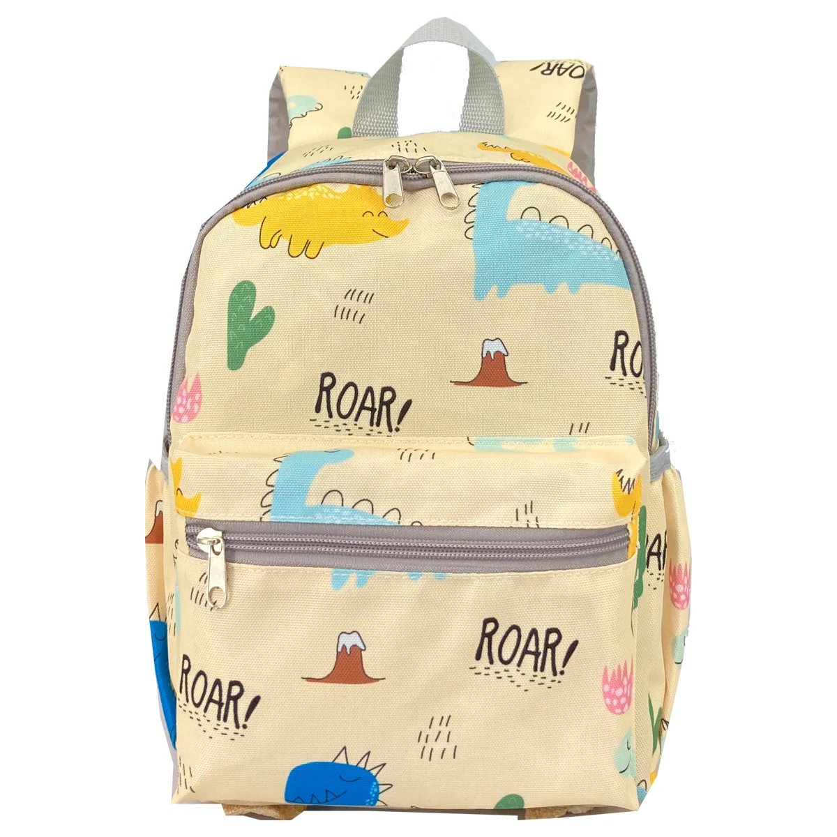 Sac à dos dinosaure de dessin animé, style mignon, poche latérale, sac à bandoulière double pour enfants