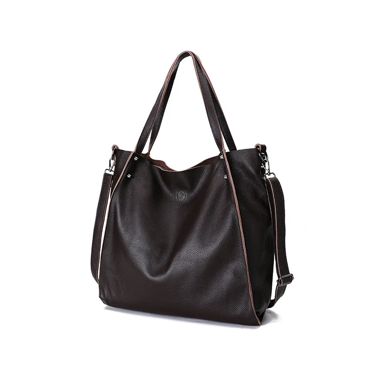 2023 New Tote Bag Large Capacity Leather Bag Top Layer Cow Leather Casual Simple One-shoulder Portable Cross-body Women's Bag