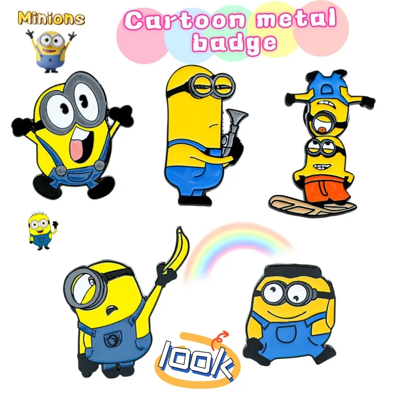 

New Minions Despicable Me Cartoon Metal Badge High-Value Creative Personalized Clothing Brooch Bag Pin Decoration Birthday Gift