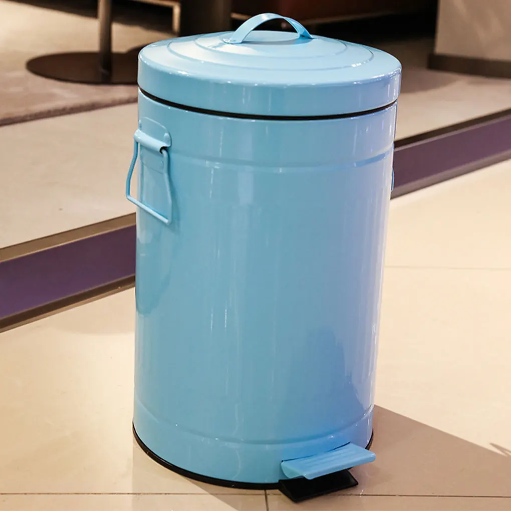 Iron Trash Can with Pedal Garbage Waste Paper Bathroom Toilet Bin for