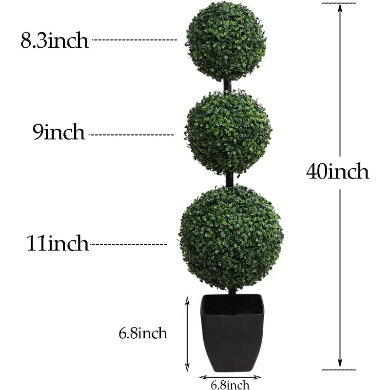 Imagem -06 - Topiaries Artificiais Bola Árvore ao ar Livre Falso Bola Tripla Árvores Buxo Faux Arbustos Plantas em Vaso Decorativo Verde 3.3ft