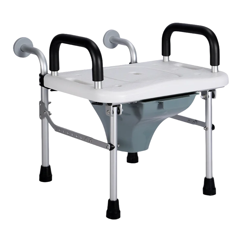 

The elderly comfortable padded toilet chair - wall-mounted folding toilet with safety armrests