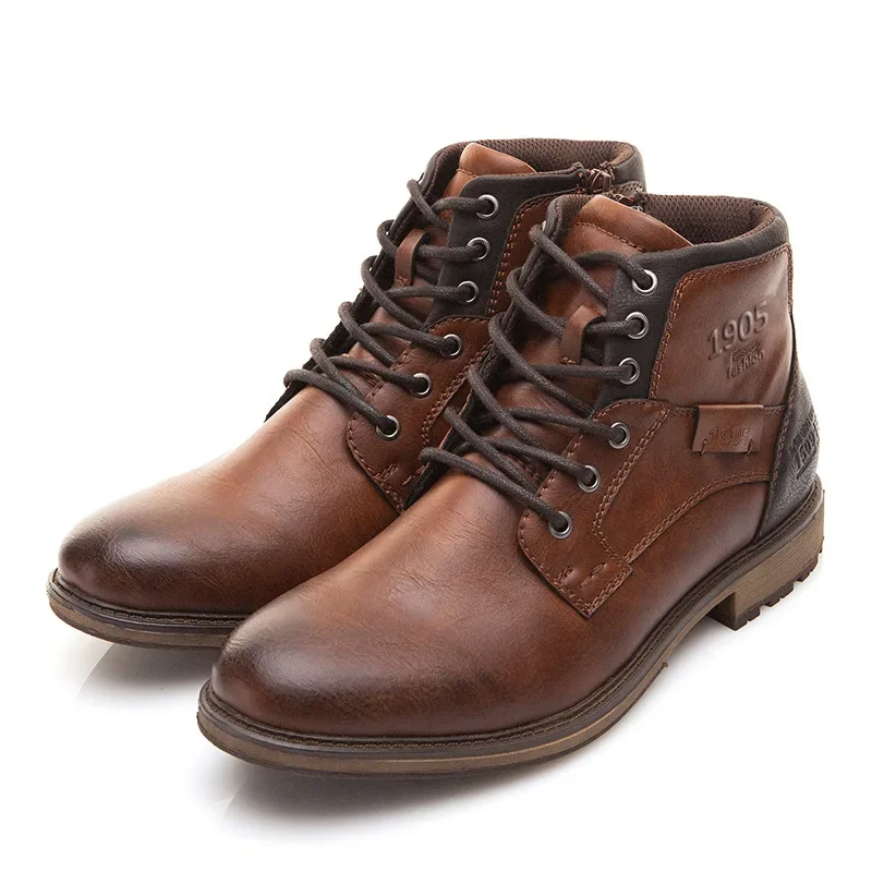 

Men Boots Leather Spring Autumn Vintage Style Ankle Boot Lace Up Footwear Fashion Casual Shoes Man Botas Hombre