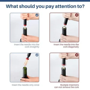 Abridor de botella de vino de aire de aire de seguridad con vino de papel de aluminio Corksco de acto de acero inoxidable Pin de aire Presión de saco de saco de aire removedor de corcho 8 Mejores espuma de cerveza de ventas - №8