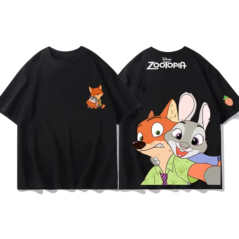 Miniso Zootopia القطن تي شيرت قمة الموضة Y2k التي شيرت الرجال القطن تي شيرت علوي الصيف النساء تي شيرت Y2k زوجين الملابس