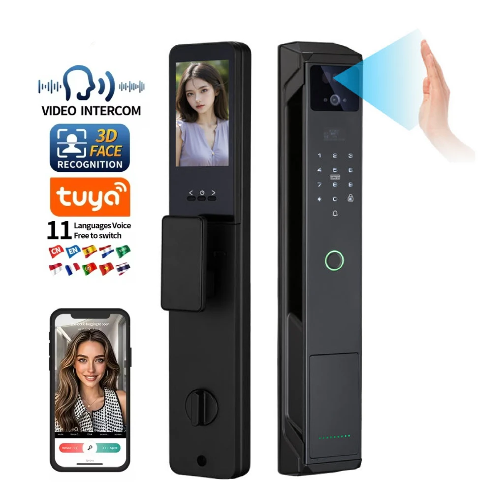 Smart Lock Face Recognition Fingerprint Keyless Password WiFi Automatic Electronic Digital Smart Lock Videol Surveillance