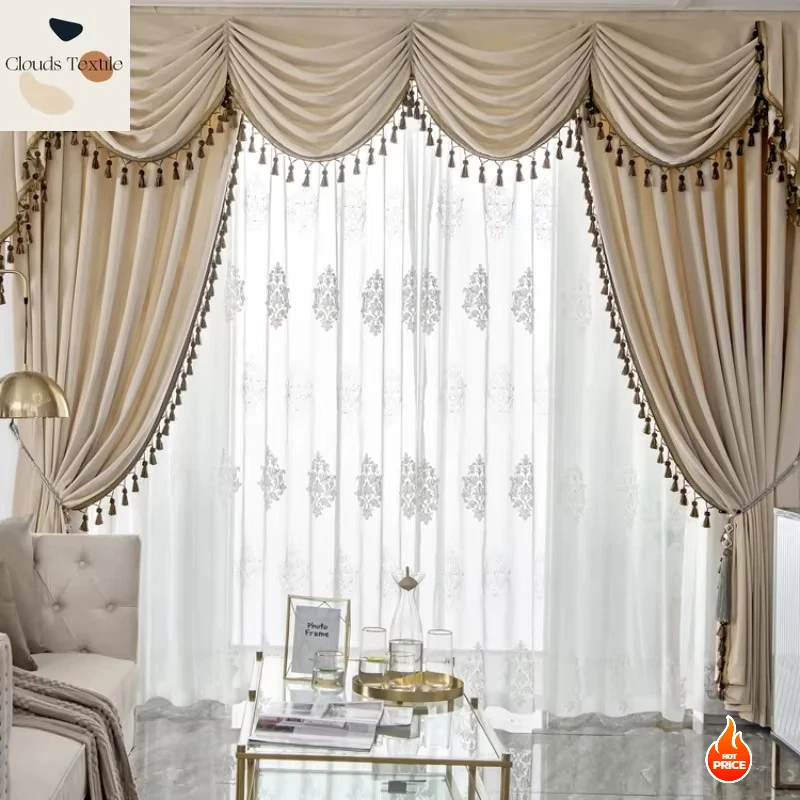 

European Curtains for Living Dining Room Bedroom Luxury Villa Velvet Curtains Shading Curtains Windows Villa Decoration Custom