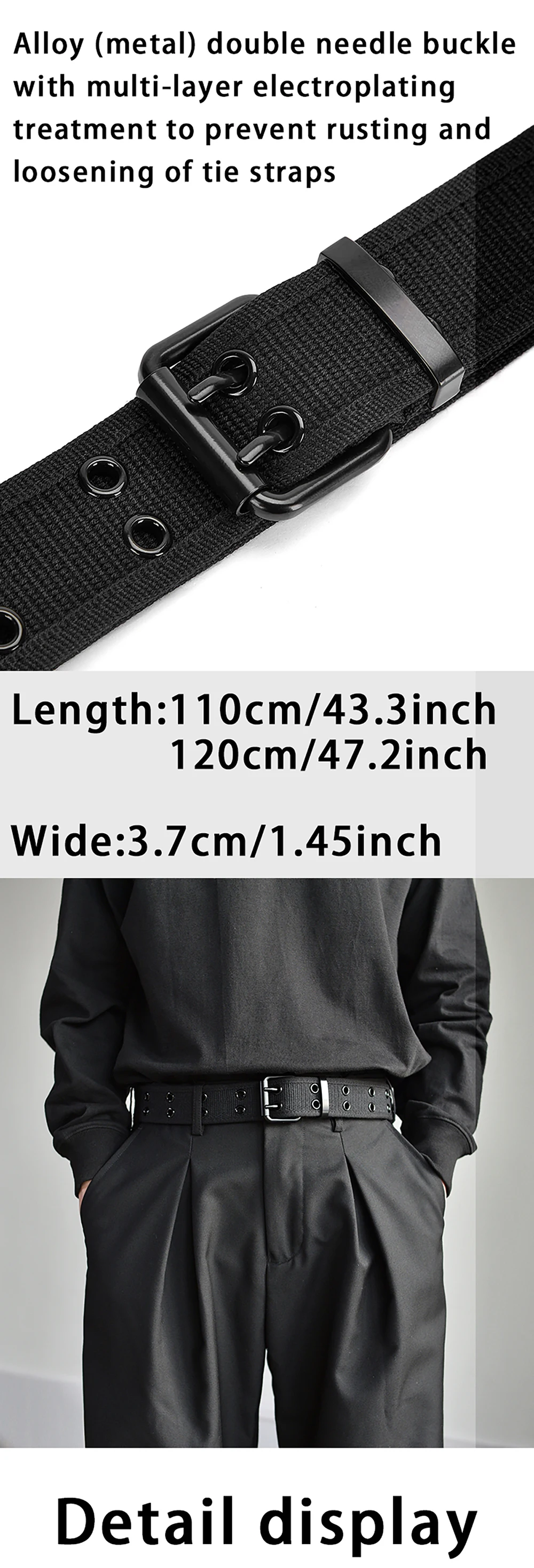 Neuer Freizeit-Sport-Outdoor-Herrengürtel, zweireihige gewebte Gürtel mit Metallnadelschnalle, für Männer und Frauen, vielseitig einsetzbar für Jeans und Freizeitkleidung – Detail 1