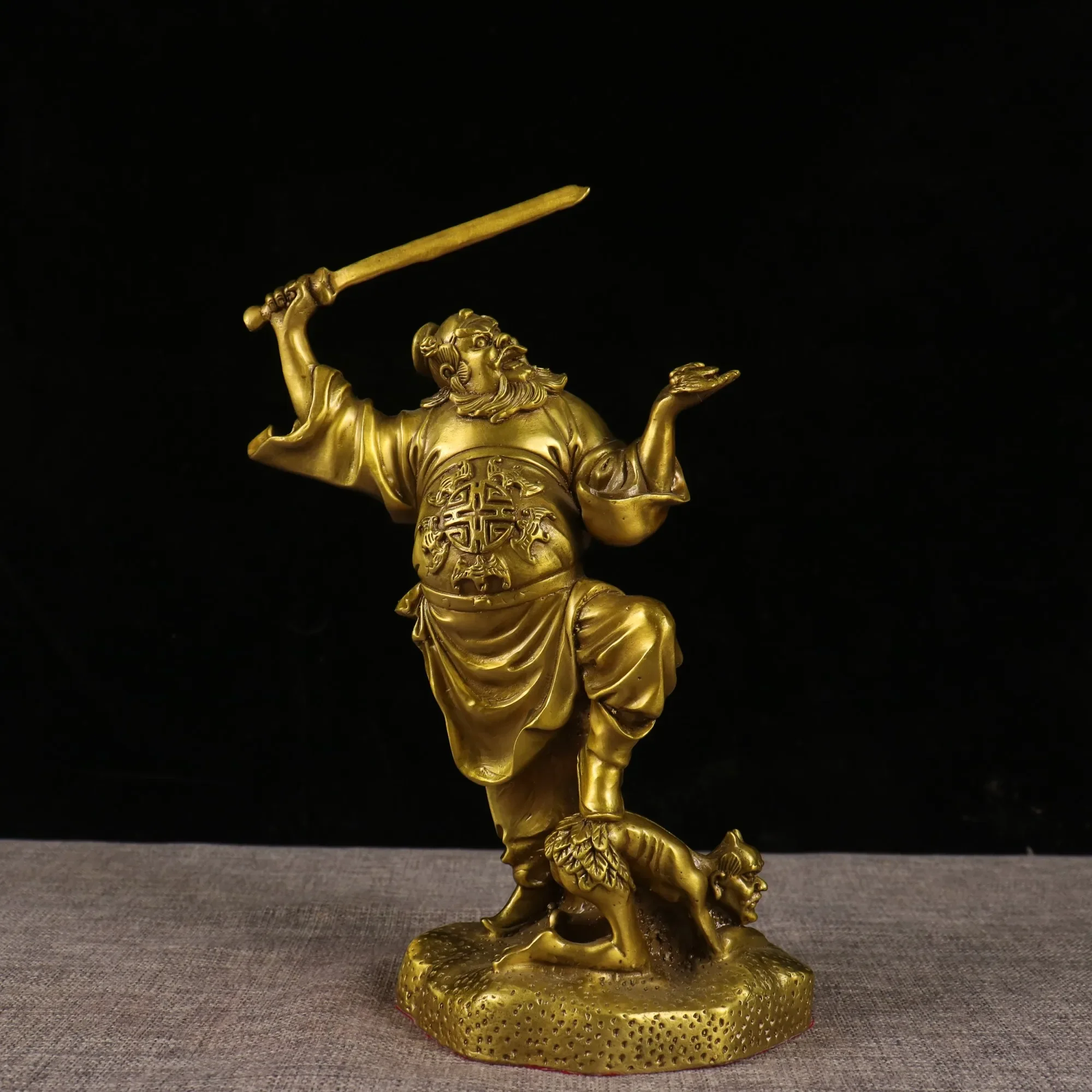 Chinese Pure Brass Zhong Kui ChungKuel God Catch Demon Devil Statue