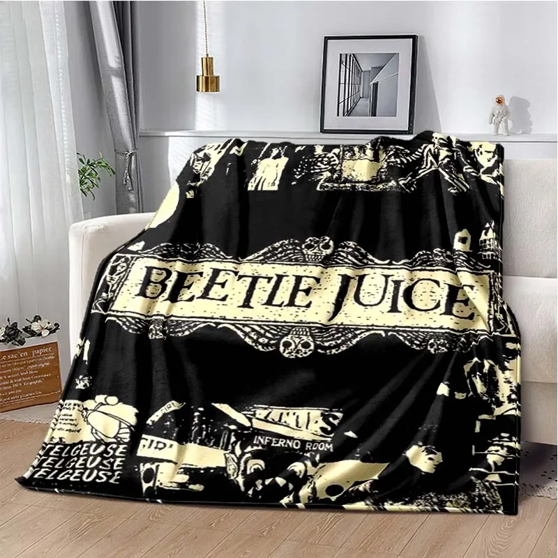 Beetlejuice Movie Fashion Blanket Retro Horror Flannel Throw Blanket Warm Plush Blanket Bedroom Living Room Sofa Picnic Blanket