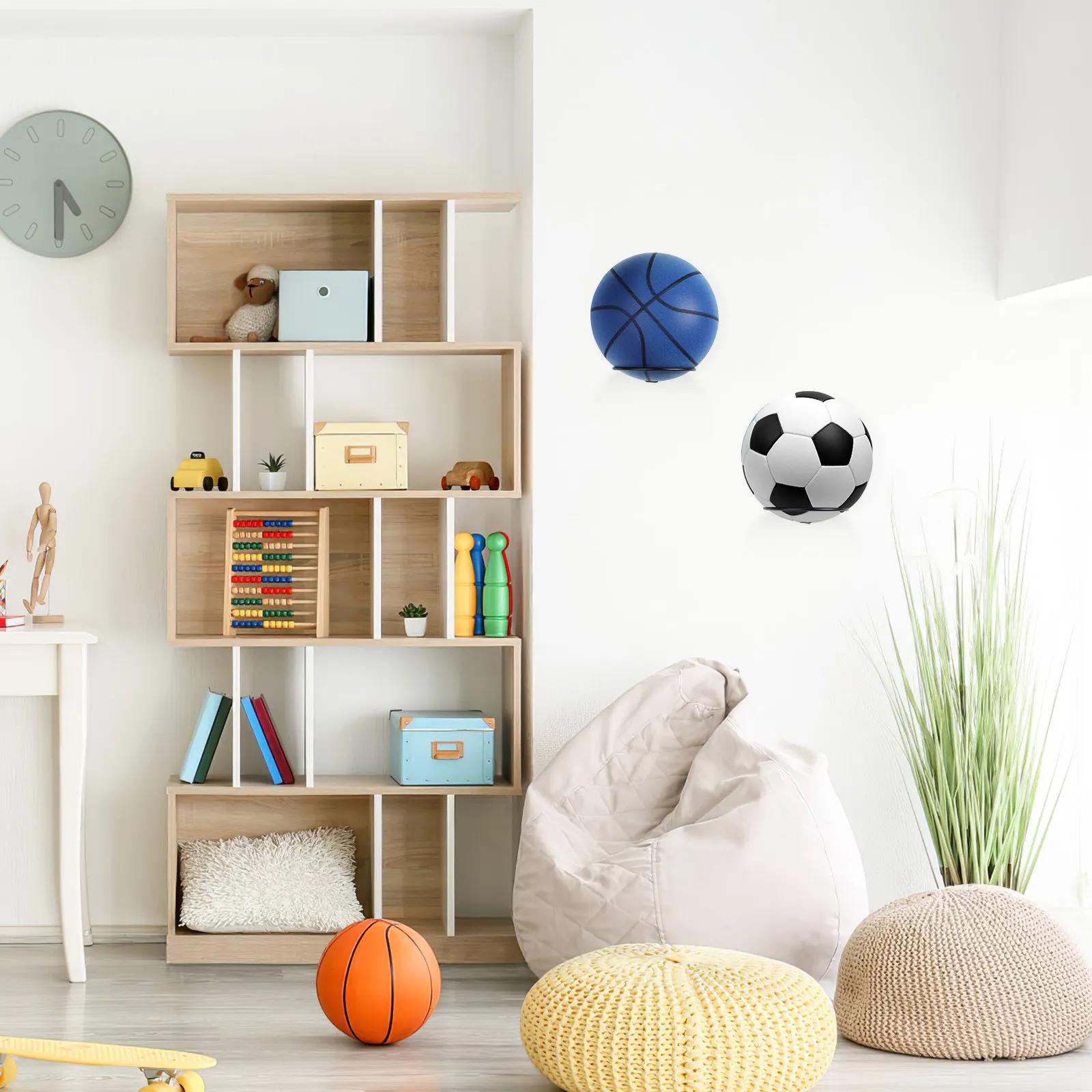 

Держатель для 7 мячей, настенный, из железа, для хранения в гараже, подходит для баскетбола, футбола, волейбола, регби, футбола, для использования на улице и в помещении