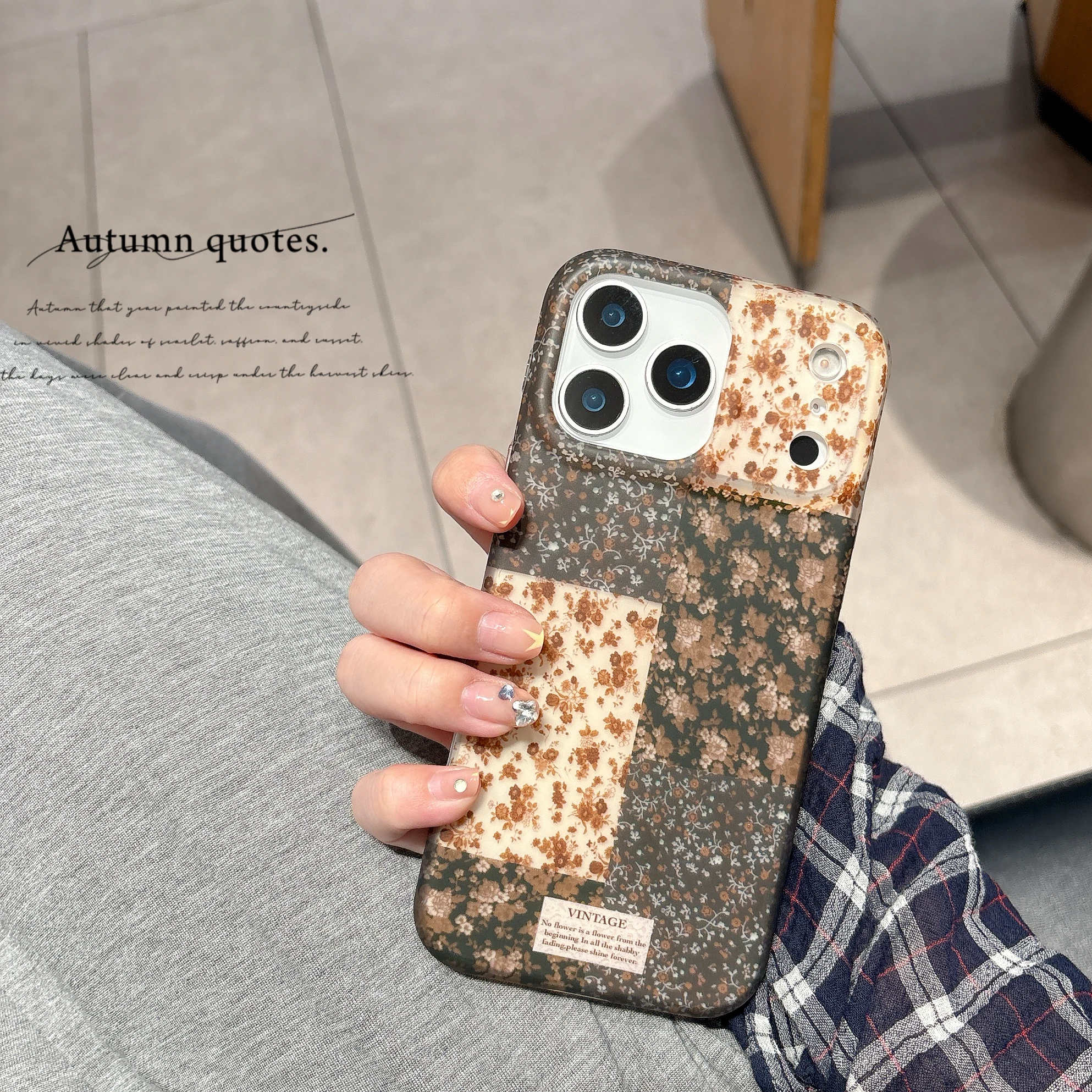 الكورية INS ماتي الأزهار يطبع المرقعة خمر قضية الهاتف آيفون 17 16 15 14 13 برو ماكس غطاء الهاتف الخلفي كابا