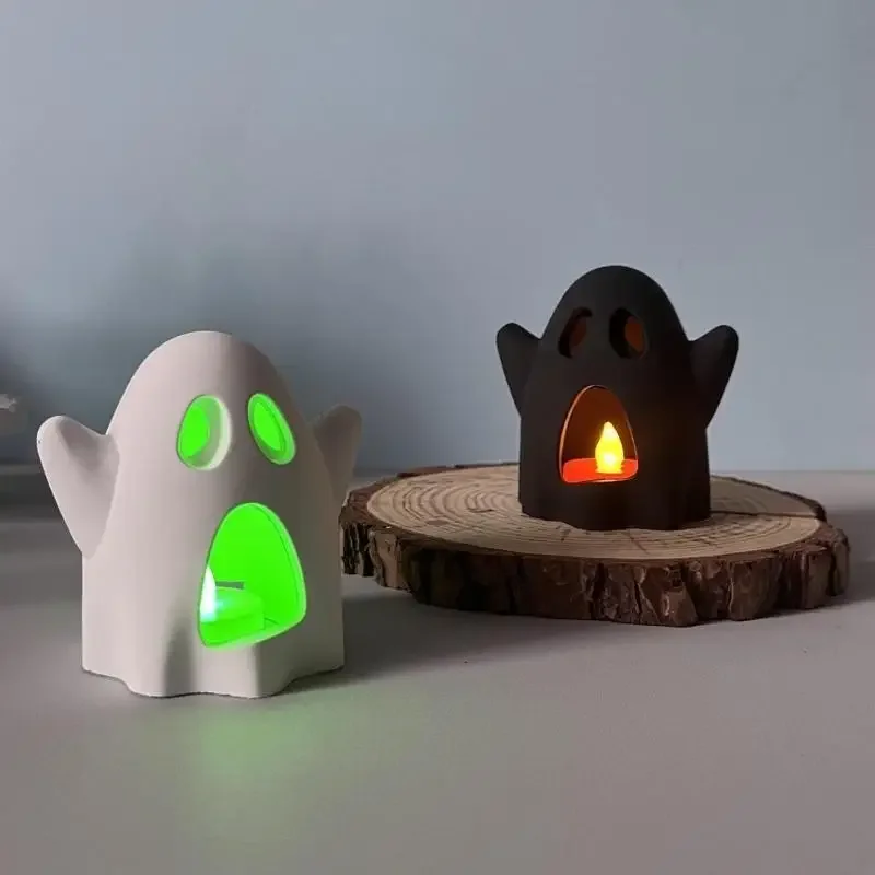 

"Spooky Halloween Silicone Silicone Poll Hollow Tiealight Holder для эпоксидной смолы, цементных ремесел и Diy Decor"
