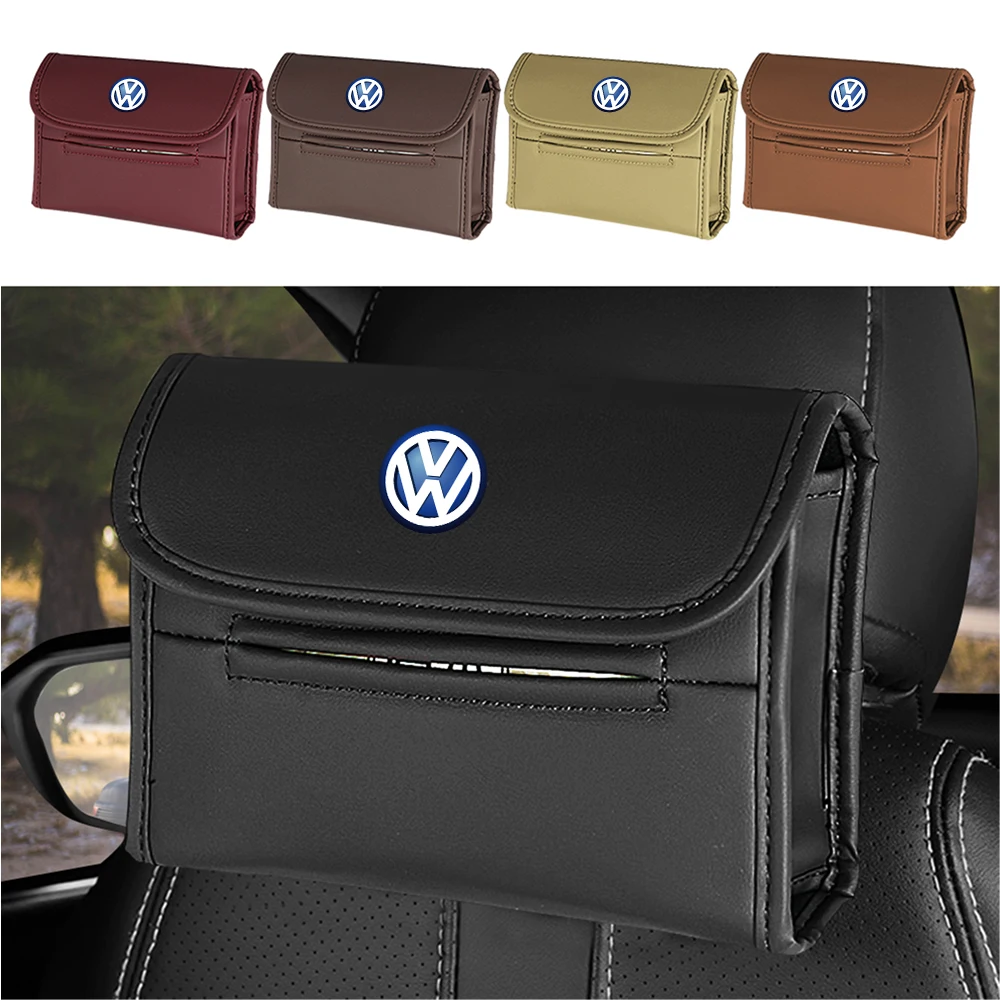 Car Seat Back Leather Tissue Box Armrest Box Office Home Accessories For Volkswagen Golf Rline Tiguan Touareg Polo GTI CC Passat