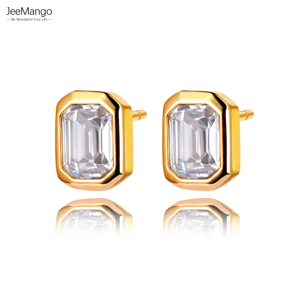 JeeMango Neue Edelstahl Geometrische Quadrat Ohrringe Mode Zirkonia Kristall Ohrringe Schmuck Für Frauen Mädchen JE22089