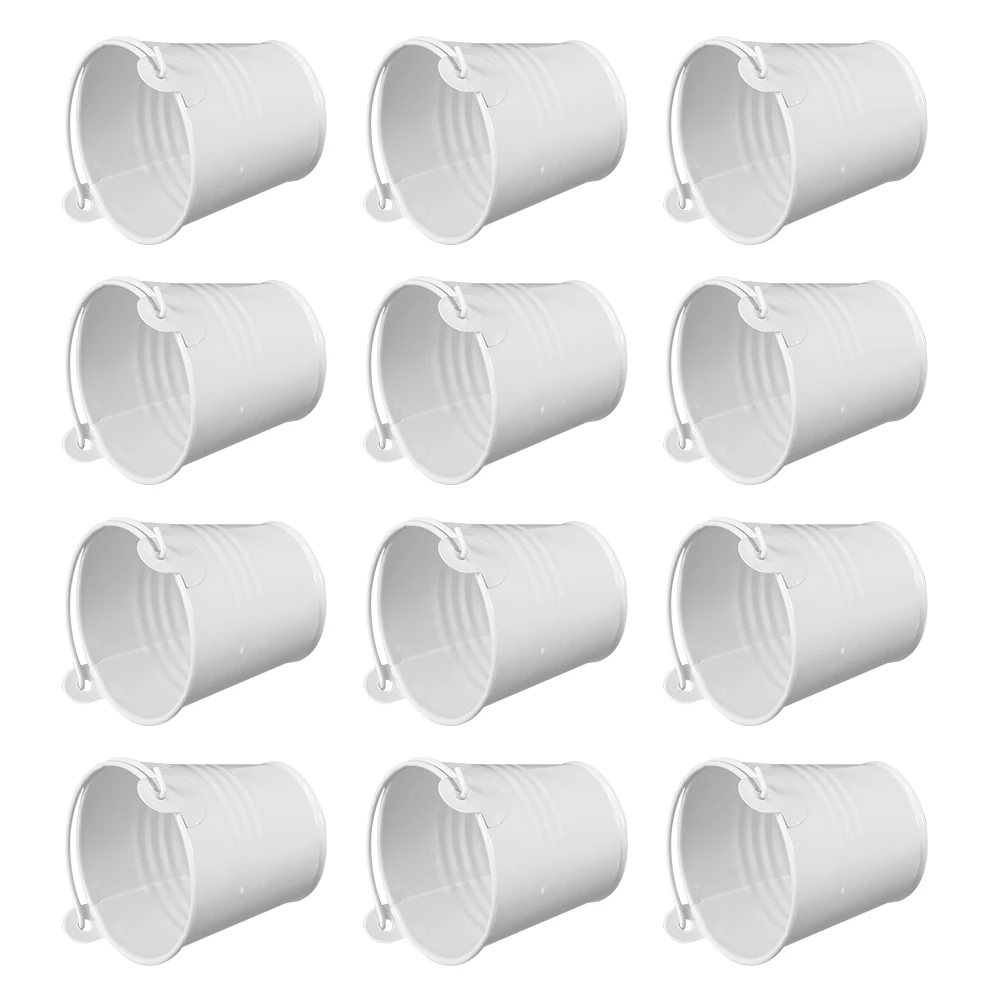 

12 Pcs Tin Bucket Flower Pot Small Mini Iron Home Decor Photo Prop Vintage Simple Iron Bucket Retro Plant Planter