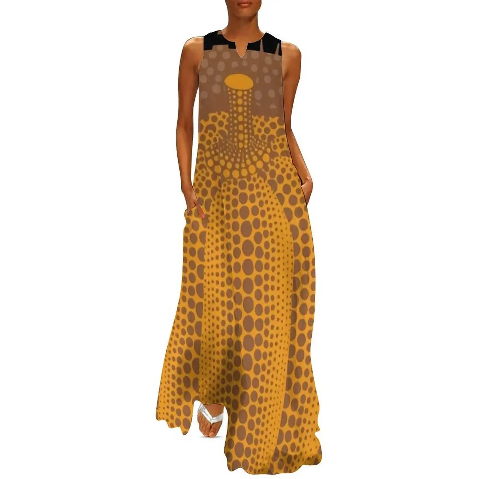 

Yayoi Kusama - Dark Yellow Pumpkin Long Dress elegant dress dress korean style prom
