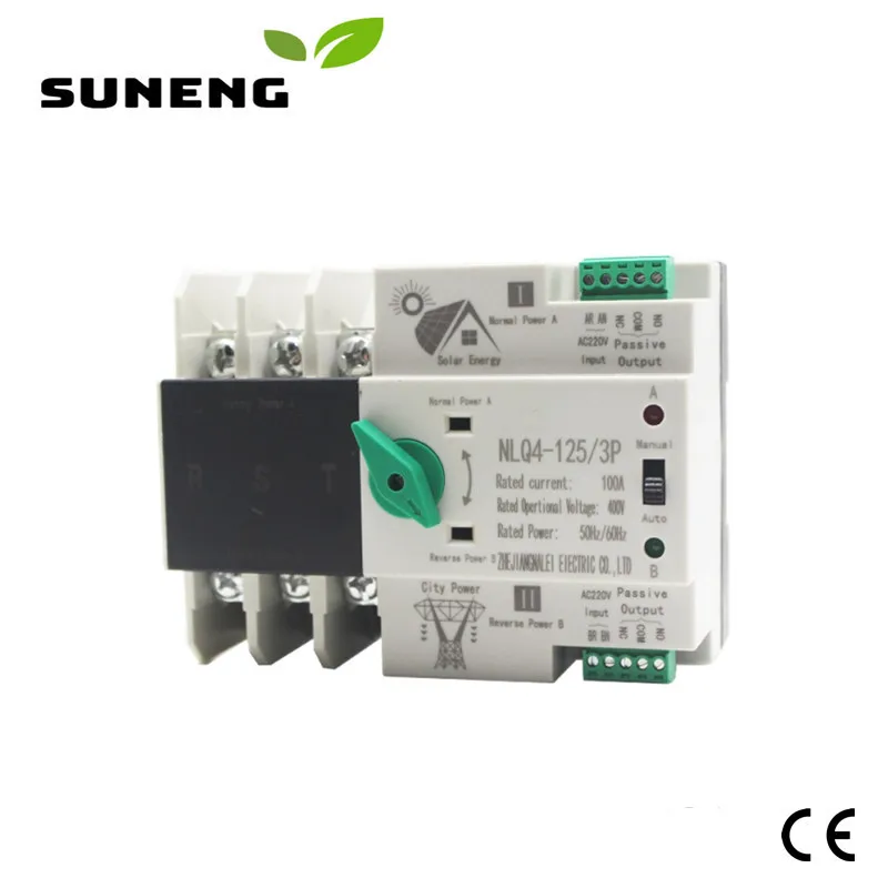 SUNENG 3P AC400V 20A 32A 50A 63A 80A 100A 125A Uninterruptible Dual Power Automatic Transfer Switch ATS For Solar Inverter ATS