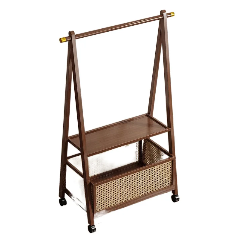 

Rattan dirty basket hanger floor vertical mobile multi-functional storage
