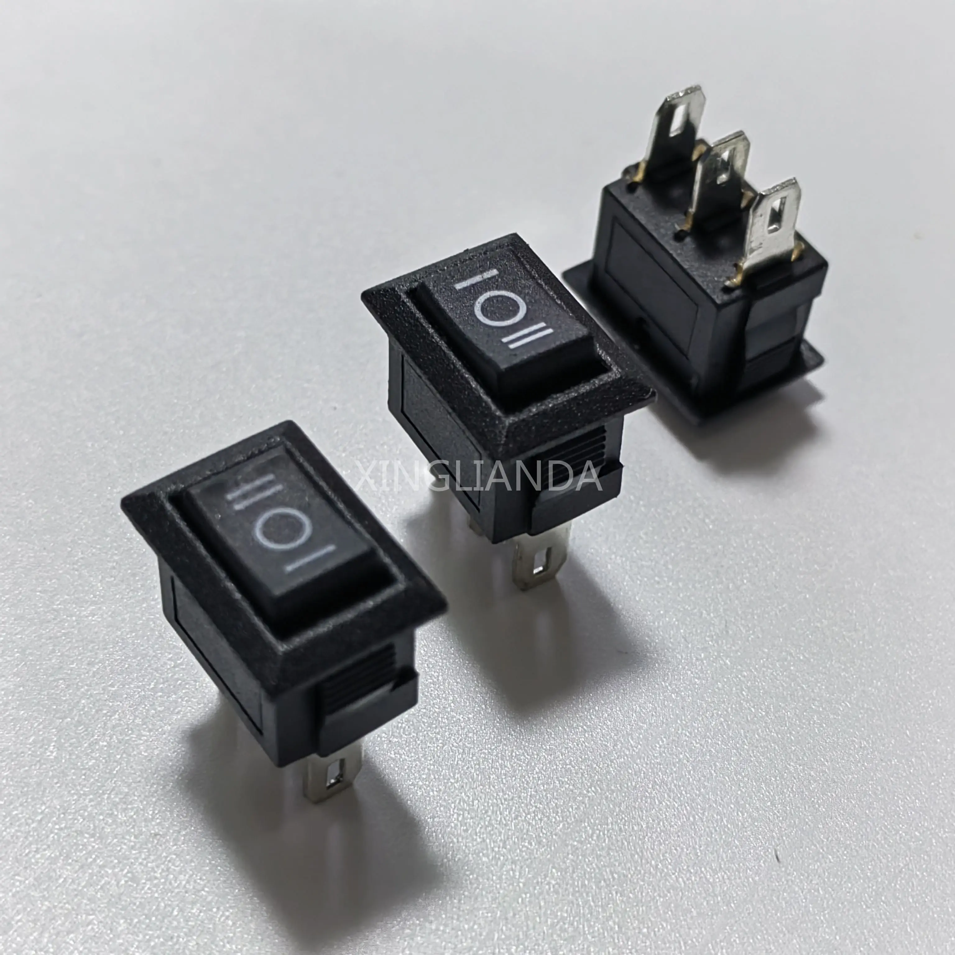 20PCS KCD1-11 10X15MM ON-OFF-ON Rocker Push Button Mini Switch 3A 250VAC 6A 125VAC 3Pin 3 Position 10*15 Black