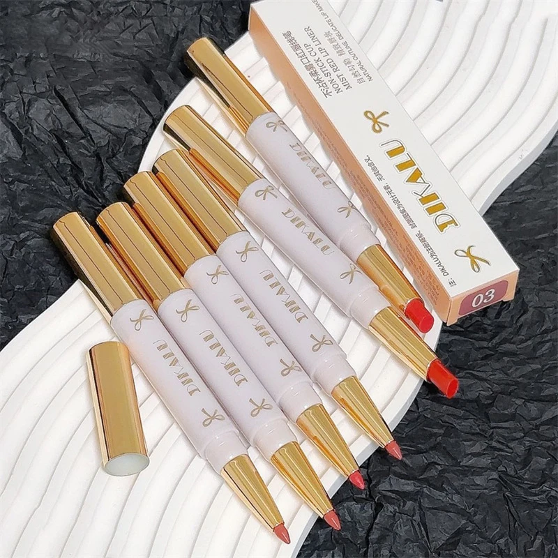 DIKALU Matte Lip Liner Stift Wasserdicht Contouring Lippenstift Doppelseitige Dauerhafte Antihaft Tasse Glatte Samt Lippen Make-Up Kosmetik