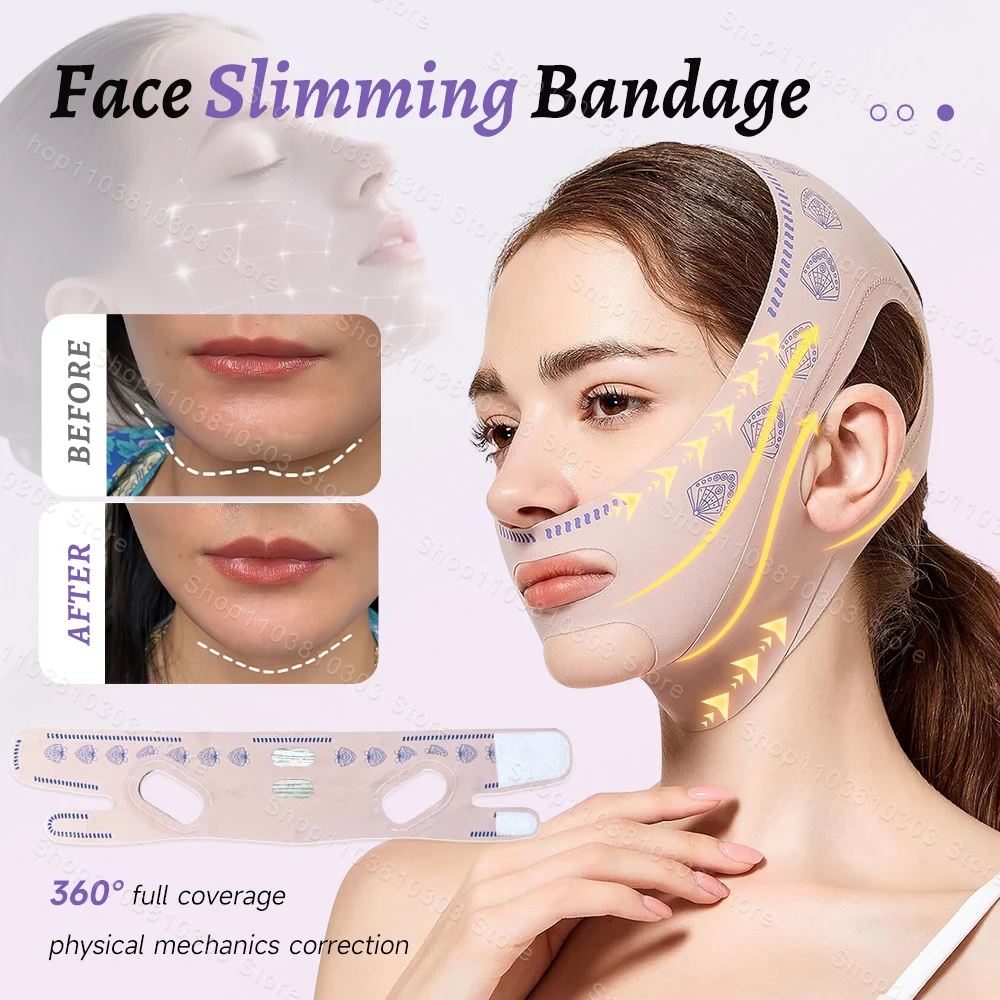 フェイススリミングマスク Vフェイスリフトアップベルト 薄型ネックマスク 女性用 Vラインシェイパー 二重あごバンド 抗しわストラップ スキンケア