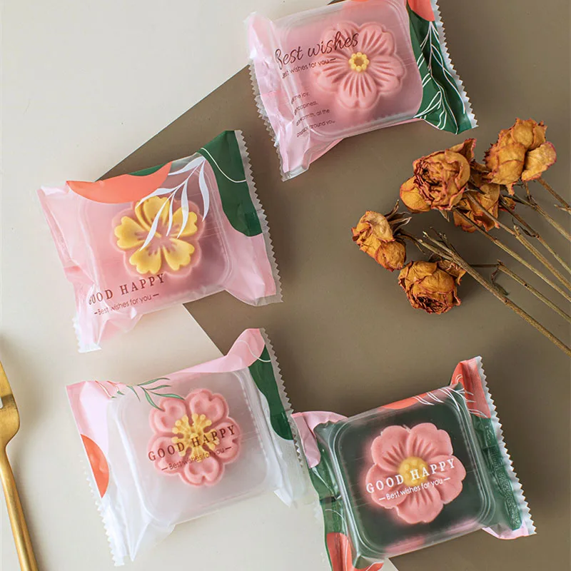 100pcs Mooncake Packaging Bags Mid-autumn Festival New Years Party Supplies Baked Snack Cookie Pastry Pouches Moon Plastic Tray - Image 3