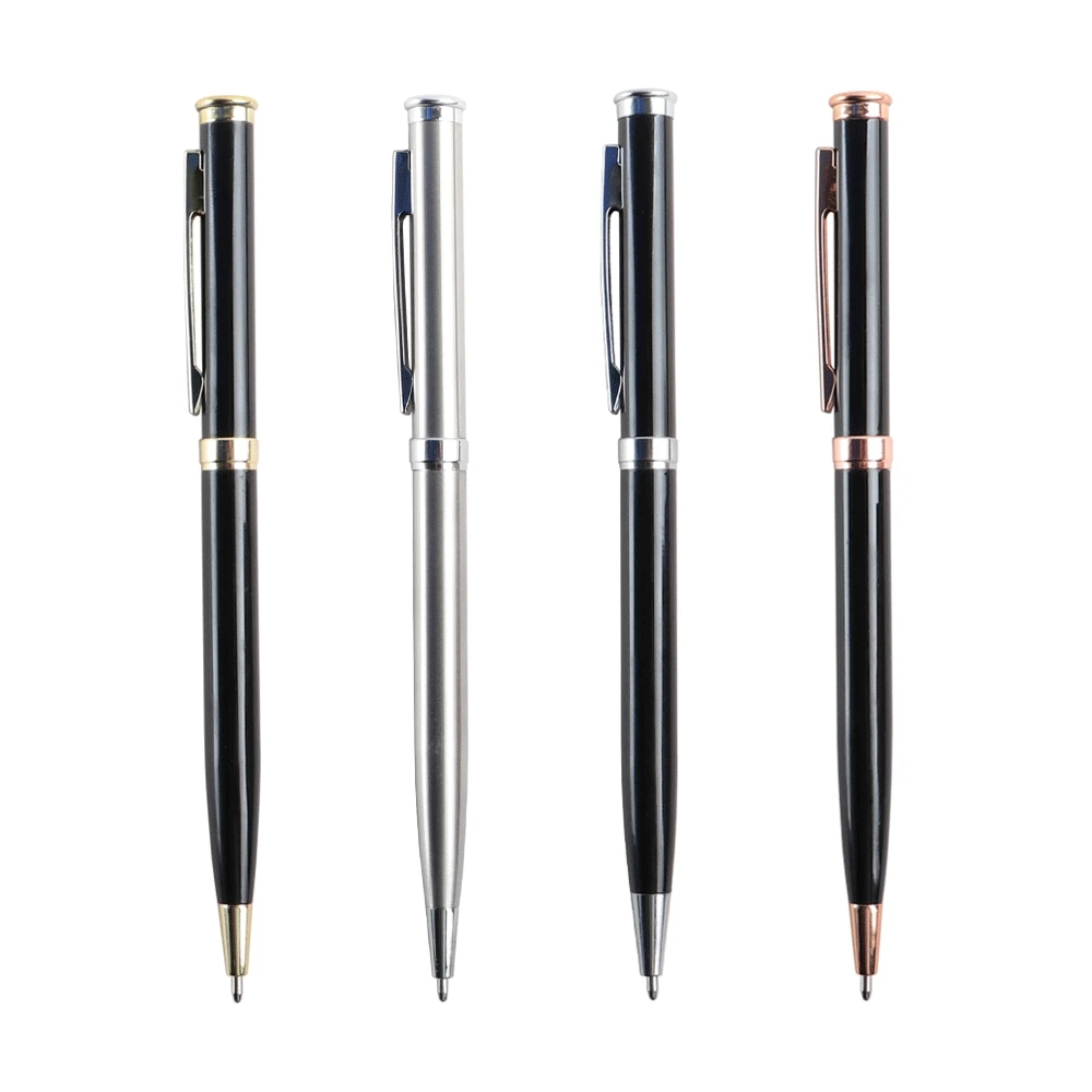 1Pcs Ballpoint Pen Stainless steel rod rotating Metal ballpoint Pen Stationery Ballpen  Blue ink Office & School Supplies