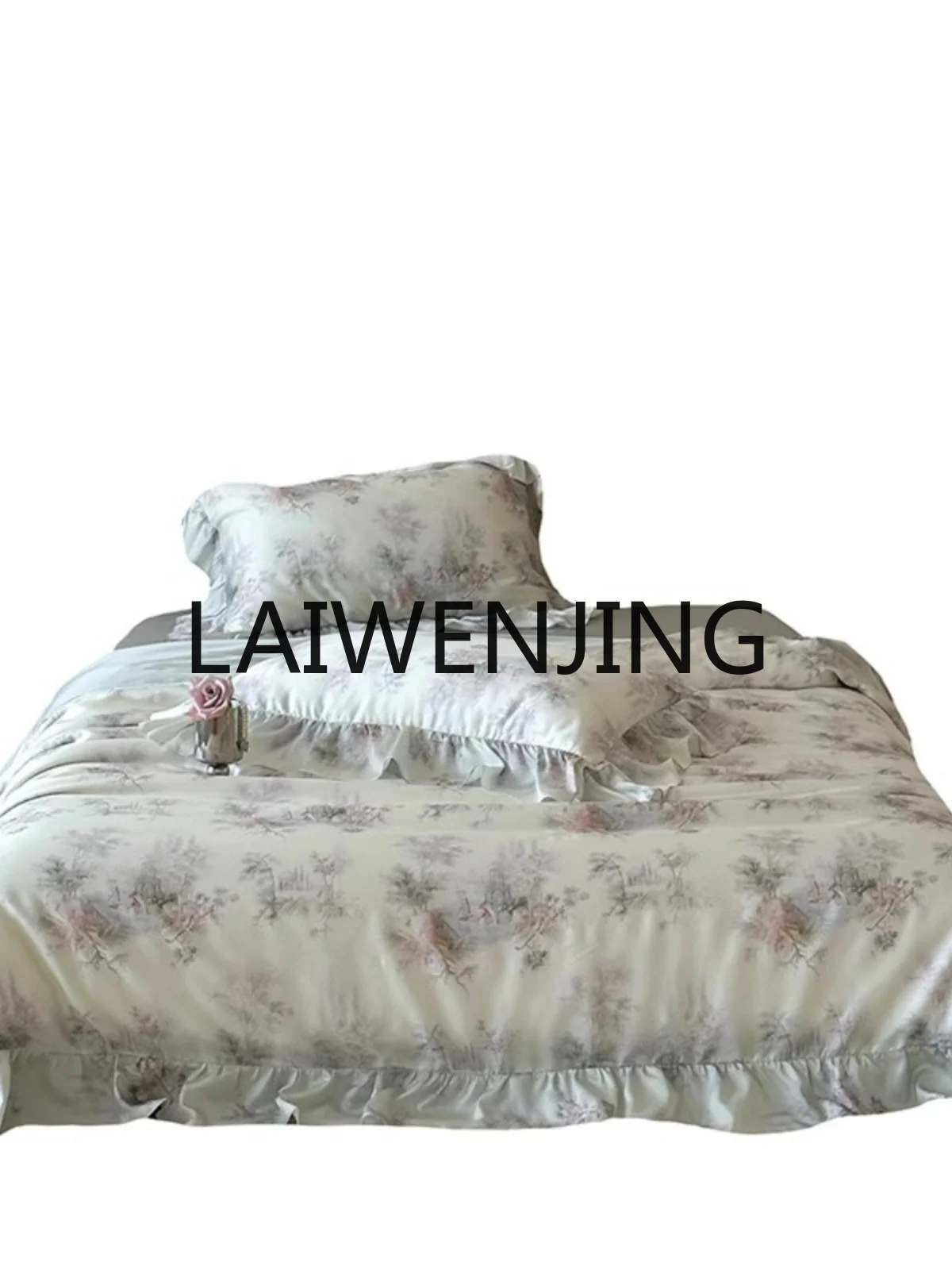 Lanjing Tencel Advanced French Cool Silky Flounce Bedding, juego de cuatro piezas, novedad de 2024