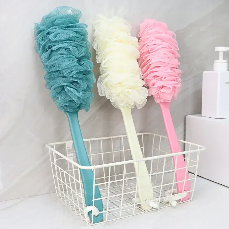 Long-handled Soft Bristle Bath Brush Self-sufficient Back Scrubbing Bath Flower Strong Bathing Accessory