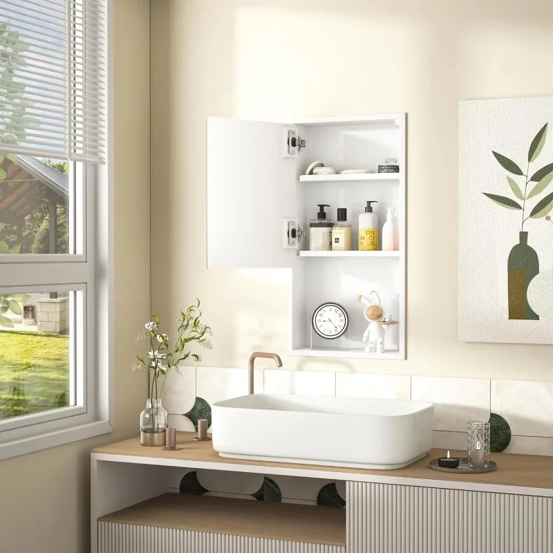 Built-in bathroom shower storage cabinet SUS304 stainless steel glass door built-in storage rack, modern luxury storage rack