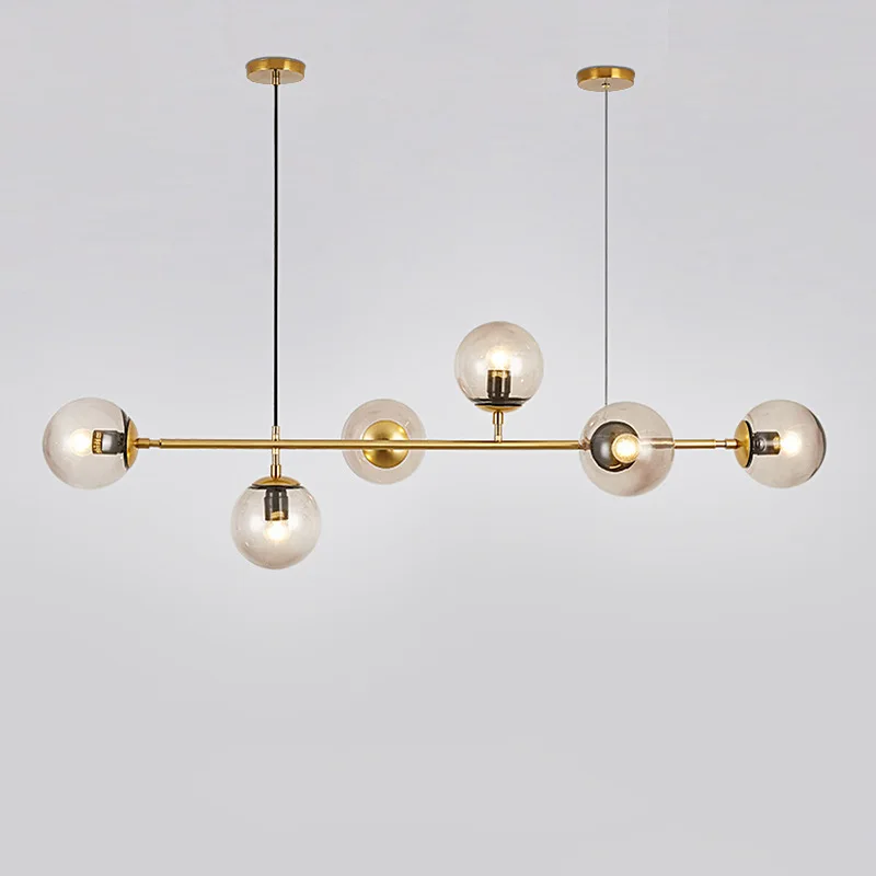 

Nordic designer restaurant shaped lamp personalized American minimalist restaurant retro wrought iron glass ball pendant light