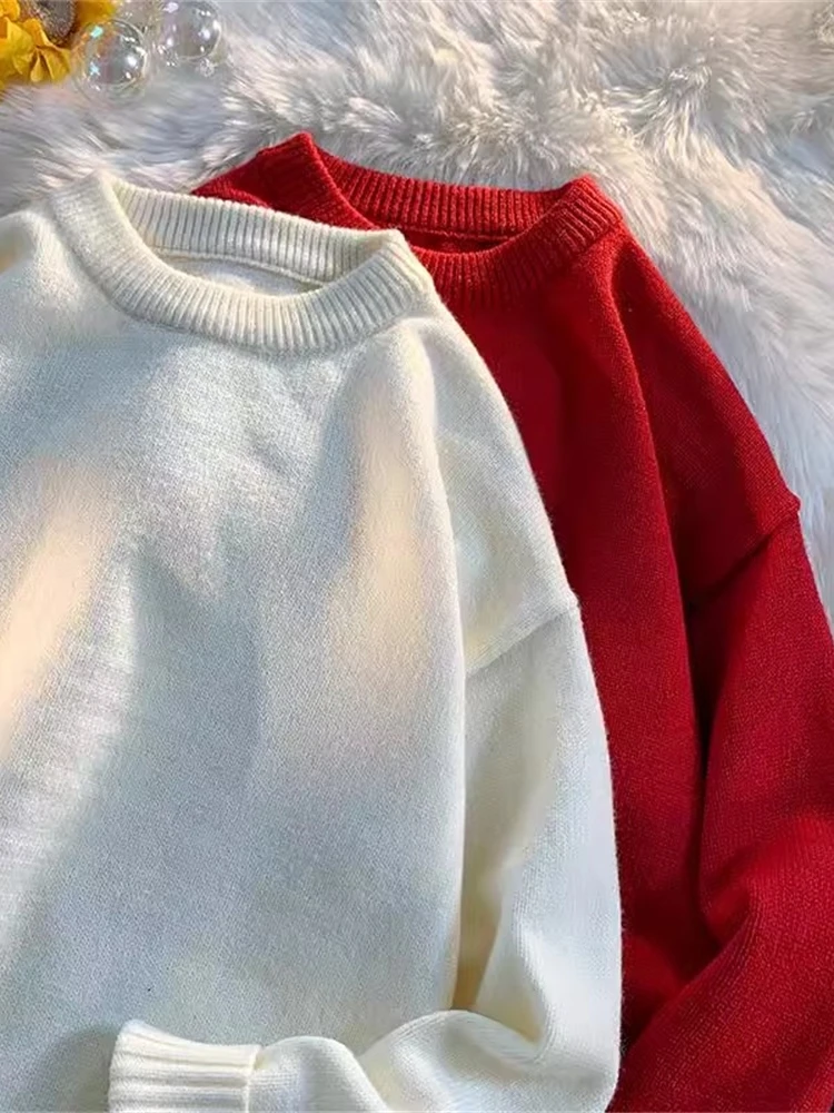 

Loose Long Sve round Ne Knitted Sweater Men's Autumn Winter Lazy Sle Base Layer Coat High Quali Couple Casual Loose ...