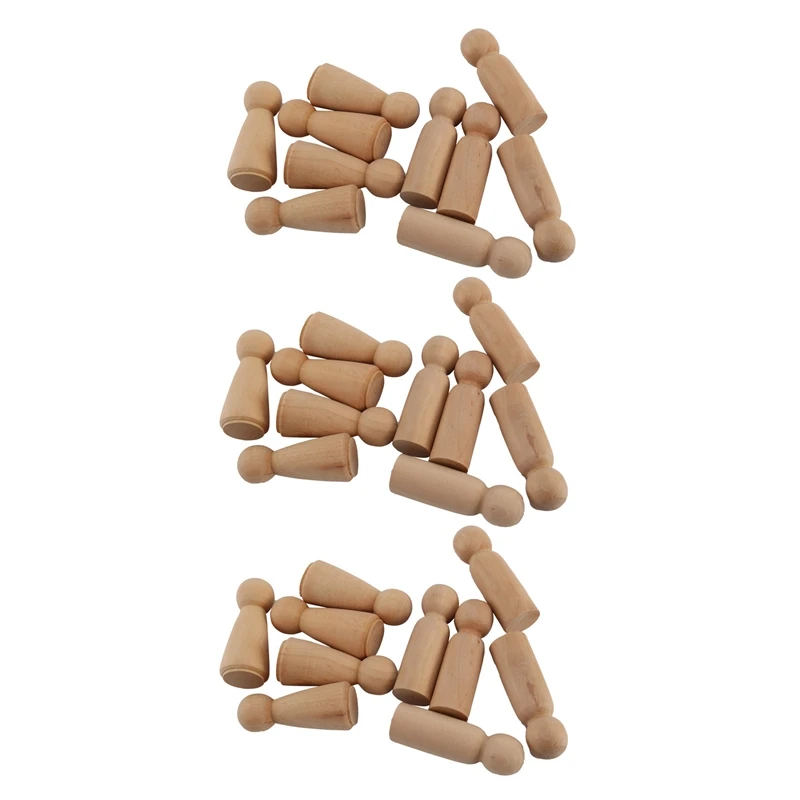 

30 Pieces 65 Mm Unfinished Wooden Peg Dolls Wooden Tiny Doll Bodies People Decorations,Wood Color