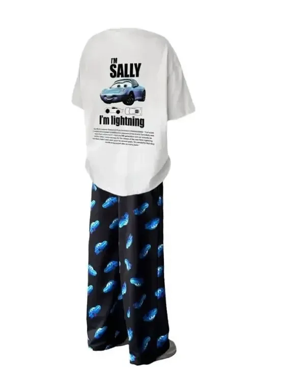 ديزني الساخن سيارة التعبئة الربيع والخريف الصيف قصيرة الأكمام السراويل مجموعة عارضة الكبار والأطفال الوالدين والطفل الملابس #3